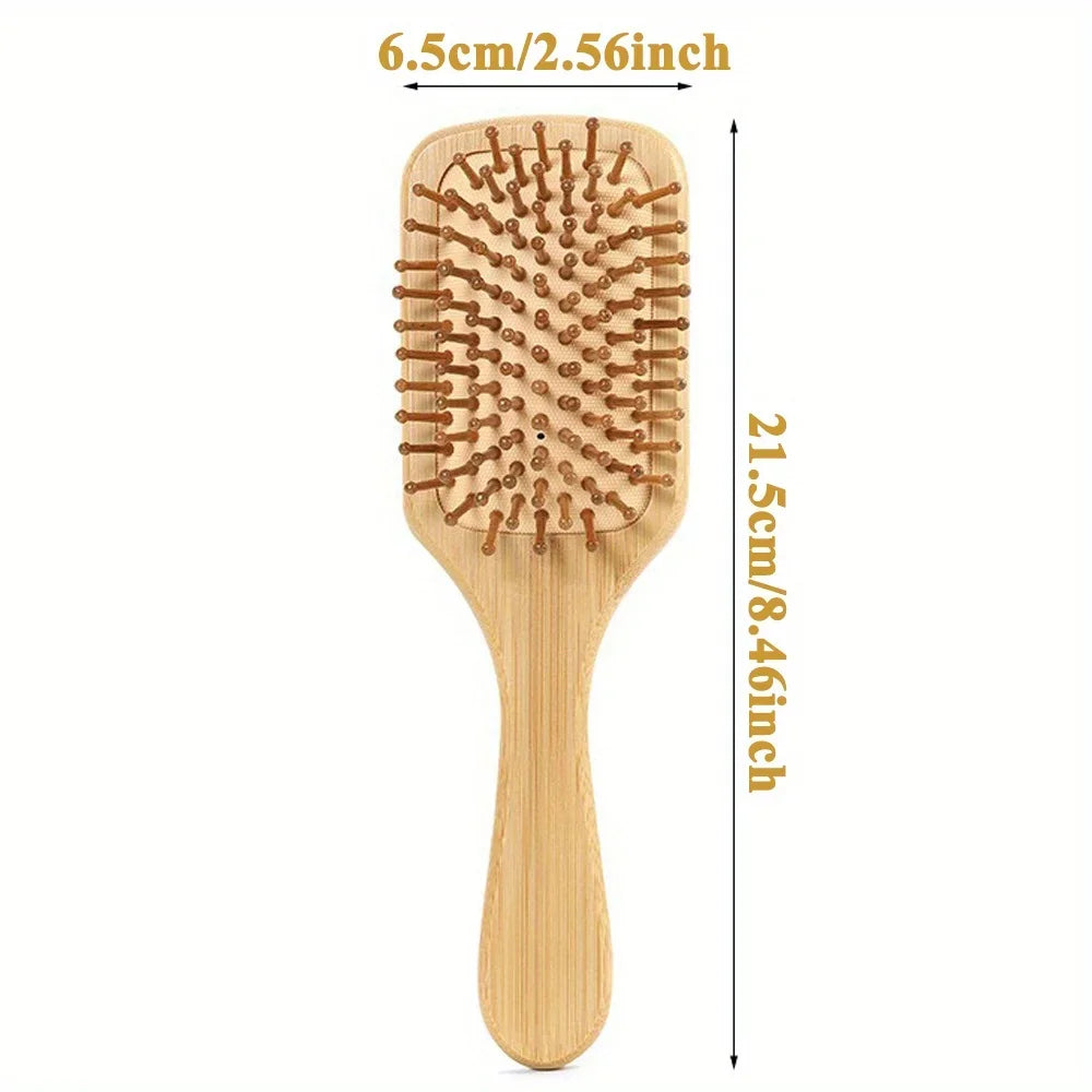 Peine de paleta de bambú Natural, peine con cojín de aire, masaje del cuero cabelludo, peine antiestático sin enredos, especial para pelucas de cabello real