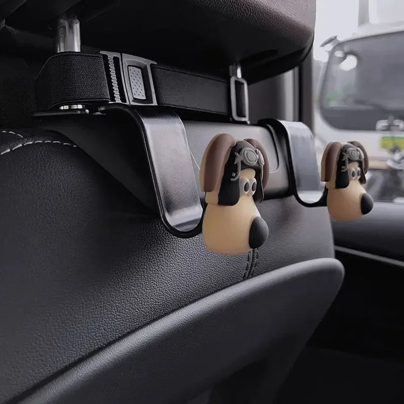 Gancho trasero para asiento de coche con cabeza de perro, decoración tridimensional 3D para asiento trasero de coche, accesorios decorativos para Interior
