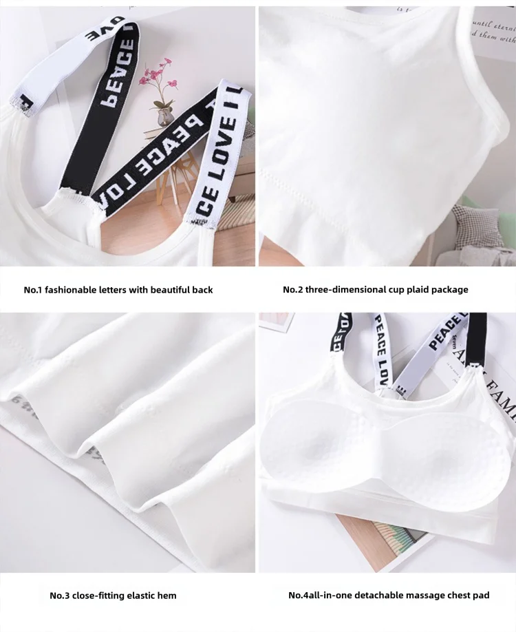 Ropa interior deportiva para mujer, Top corto sin costuras para Yoga y Fitness, correas anchas con letras, ropa deportiva cómoda para entrenamiento