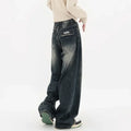 Ropa de calle Harajuku, moda Retro, pantalones vaqueros de cintura alta para mujer, pantalones vaqueros holgados rectos de pierna ancha Y2K, pantalones holgados