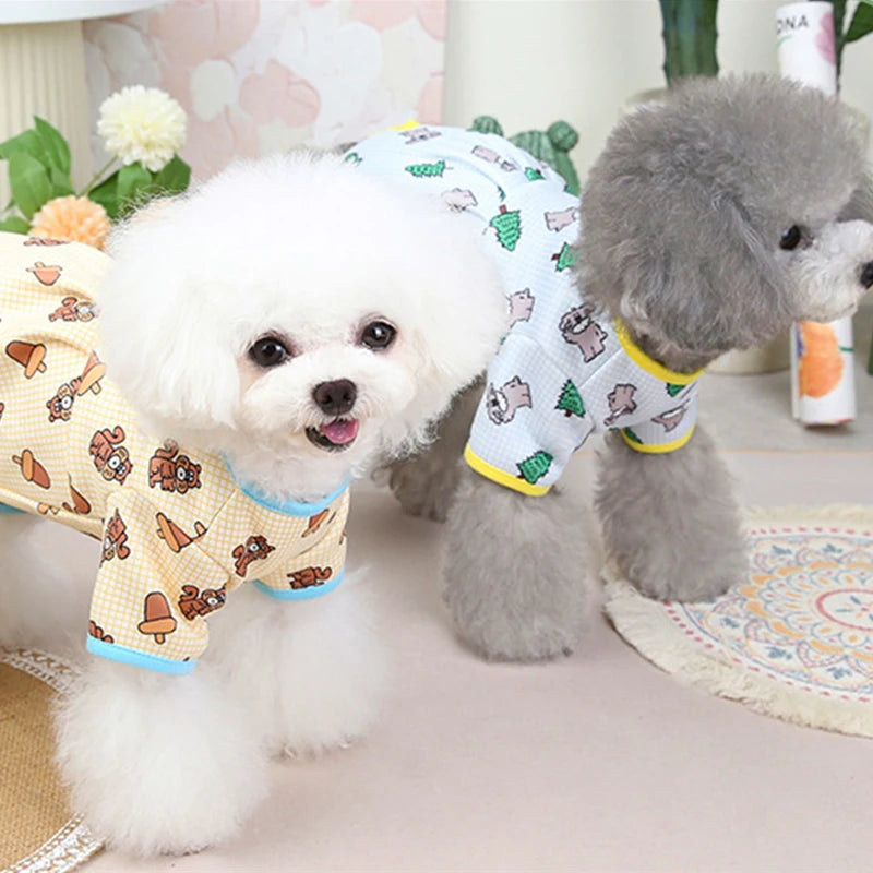Mono de Invierno para Perros, Ropa Cálida con Estampado para Perros y Gatos, Chihuahua, Bichón, Pijama de Cuatro Patas para Cachorros