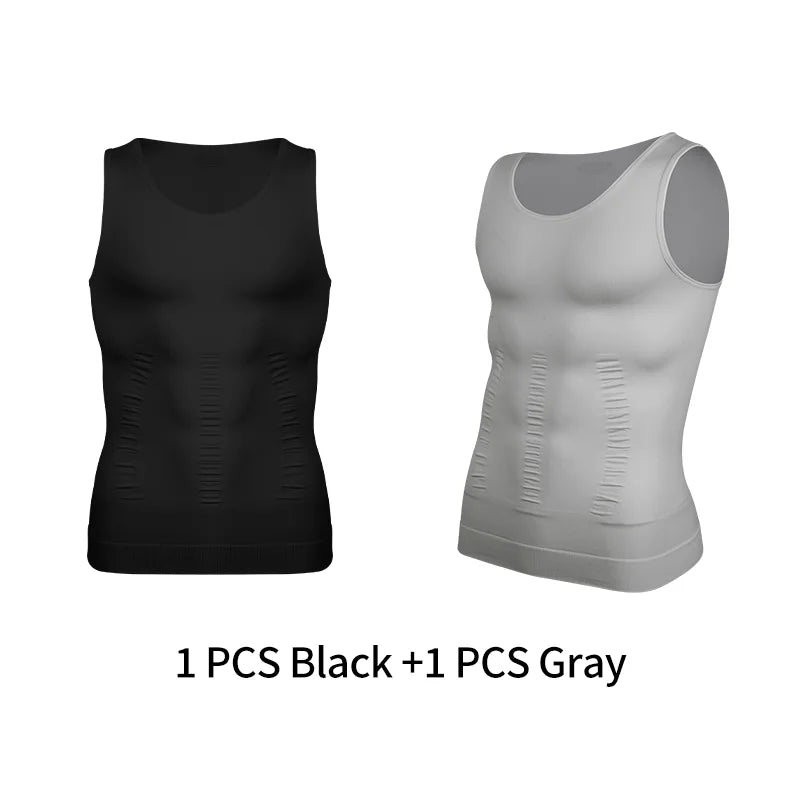 Chaleco moldeador de cuerpo adelgazante para hombre, camisa Abs para Abdomen, entrenamiento de gimnasio delgado, Control de barriga, camiseta sin mangas de compresión, ropa moldeadora sin mangas