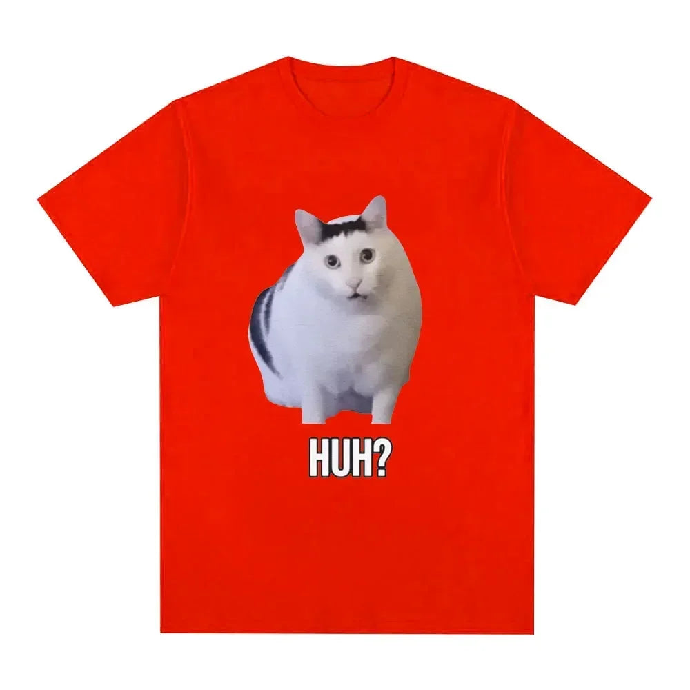Camiseta divertida de gato Huh para mujer, camisetas de manga corta transpirables para mujer, camiseta Harajuku de moda