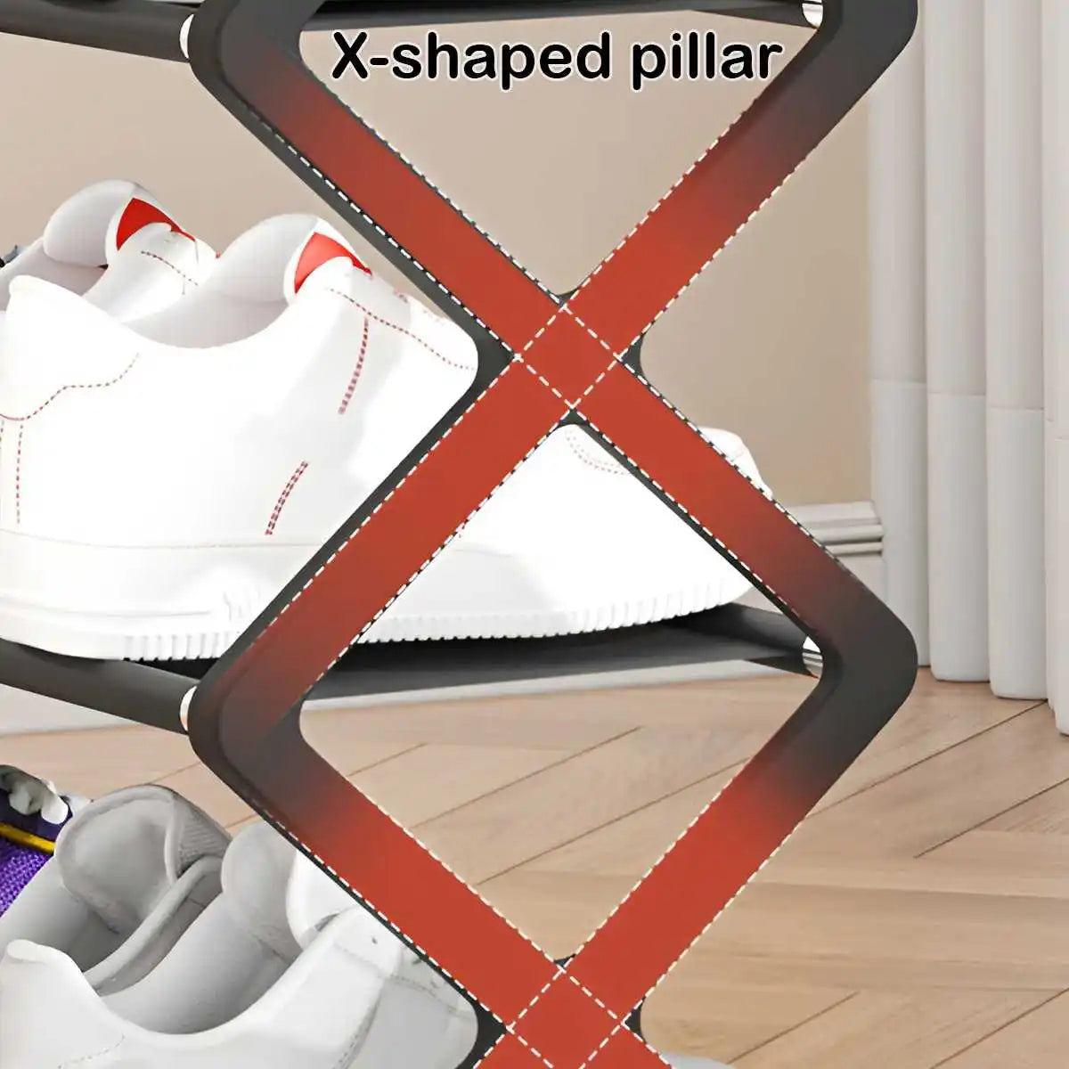 Zapatero de 4 Niveles en Forma de X, Multifuncional, a Prueba de Polvo, para Dormitorios, Entradas, Pasillos y Habitaciones