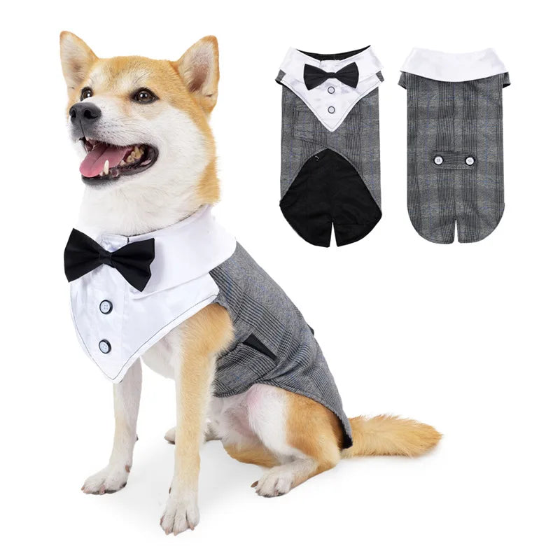 Esmoquin para perro y conjunto de Bandana, traje de fiesta de boda, camisa Formal de pajarita para perro y Príncipe