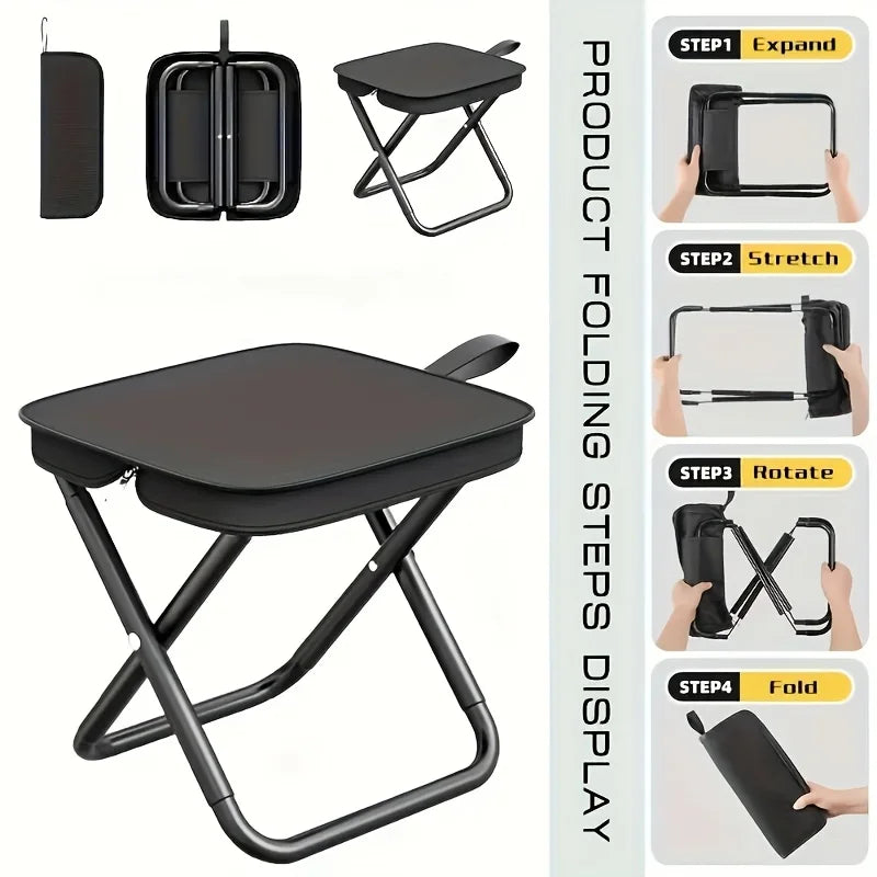 Taburete Plegable Portátil, Silla Ligera para Camping, Asiento Plegable para Pesca, Senderismo, Viajes, Uso en Interiores y Exteriores