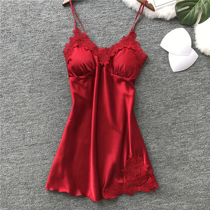 Pijamas sexys para mujer, camisón con tirantes de seda para primavera y verano, vestidos de noche de satén con cuello Halter fino para el hogar