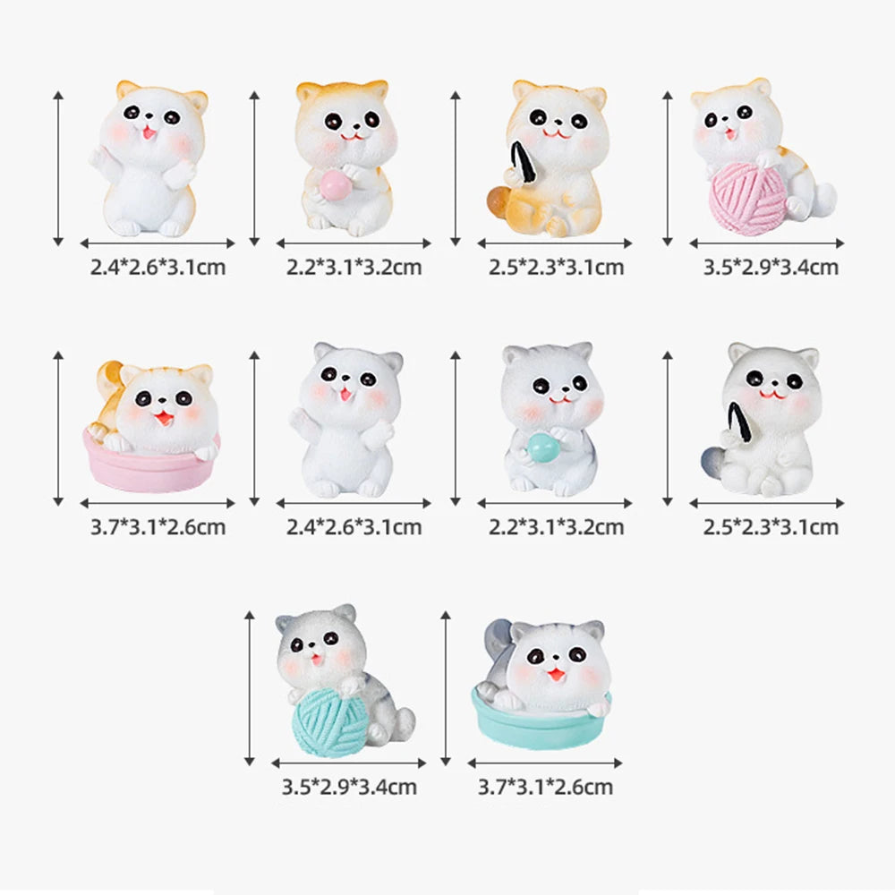 Estatuilla de gato pequeño de resina traviesa, Mini adornos de gatito de dibujos animados, decoración de escritorio de gato 3D, figuras creativas montadas en coche