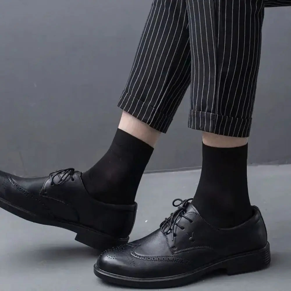 10 pares de calcetines de seda de hielo para hombre, calcetines ultrafinos de verano y primavera, calcetines de negocios sólidos, calcetines suaves transpirables, calcetines tobilleros de fibra de bambú