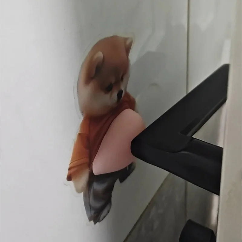Pegatina 3D de silicona con diseño de Shiba Inu para puerta de coche, protector de parachoques, juguete decorativo y divertido para la carrocería del coche.