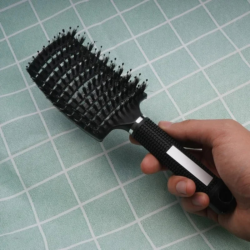 Cepillo para el cabello, cepillo para el cabello exfoliante, cerdas, peine para el cabello rizado húmedo para mujer, herramienta de peinado para salón, especial para pelucas de cabello Real