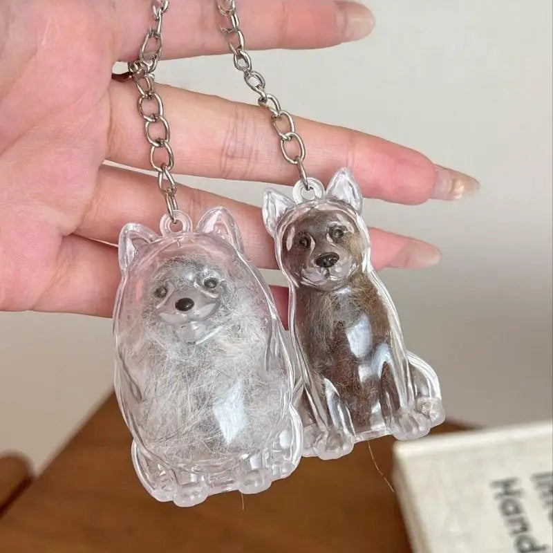 Cápsula de recuerdo de pelo de perro transparente, bolsa elegante, colgante, almacenamiento único, regalo, decoración conmemorativa