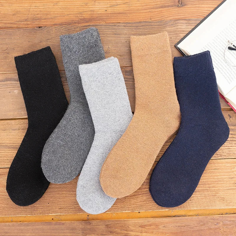 2025 nuevos calcetines cálidos súper gruesos de invierno, calcetines de lana para hombres y mujeres, calcetines sólidos, calcetines de lana Merino contra la nieve fría, calcetines Terry