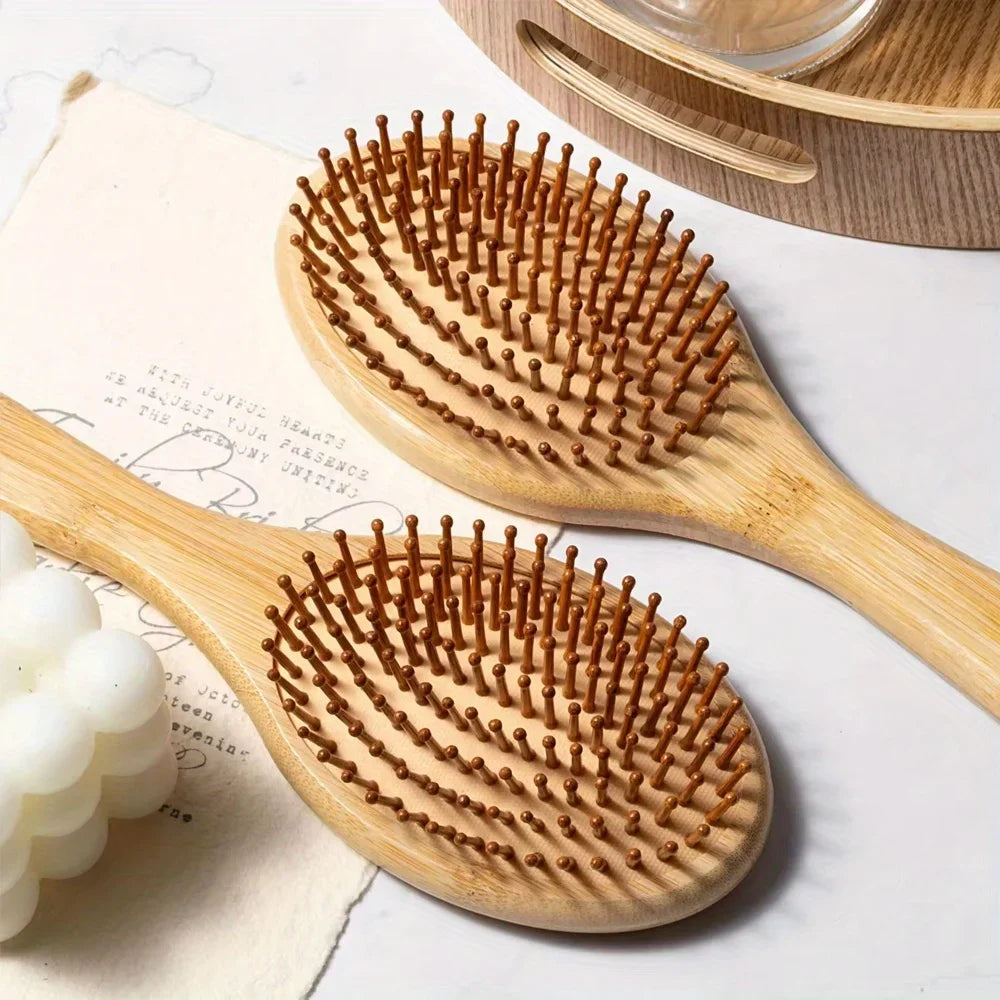 Peine de paleta de bambú Natural, peine con cojín de aire, masaje del cuero cabelludo, peine antiestático sin enredos, especial para pelucas de cabello real