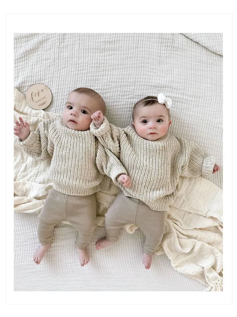 Suéteres de bebé Otoño Invierno niños niñas de manga larga suéter de punto de Color puro bebé niños niñas suéter suéteres ropa