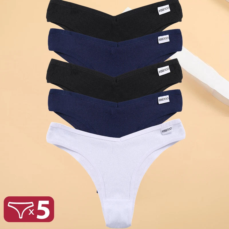 5 unids/set de bragas de lencería de algodón, ropa interior Sexy para mujer, Tangas, calzoncillos femeninos, bragas tipo Tanga, Bikini sólido de 13 colores