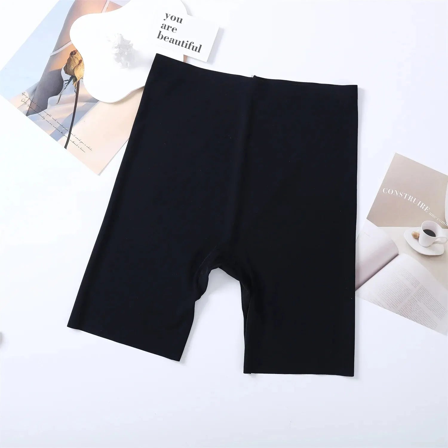 Pantalones cortos de cintura alta sin costuras para mujer, ropa interior deportiva, Bóxer, Control de barriga, elevación de cadera, seda de hielo, seguridad