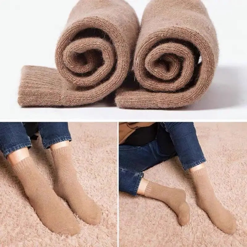 2025 nuevos calcetines cálidos súper gruesos de invierno, calcetines de lana para hombres y mujeres, calcetines sólidos, calcetines de lana Merino contra la nieve fría, calcetines Terry
