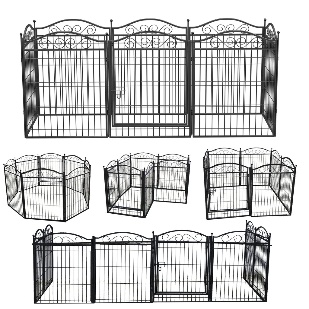 Parque infantil para perros, parque infantil de 8 paneles de 32 pulgadas de altura, valla de ejercicio para perros antioxidante plegable para interiores y exteriores, portátil