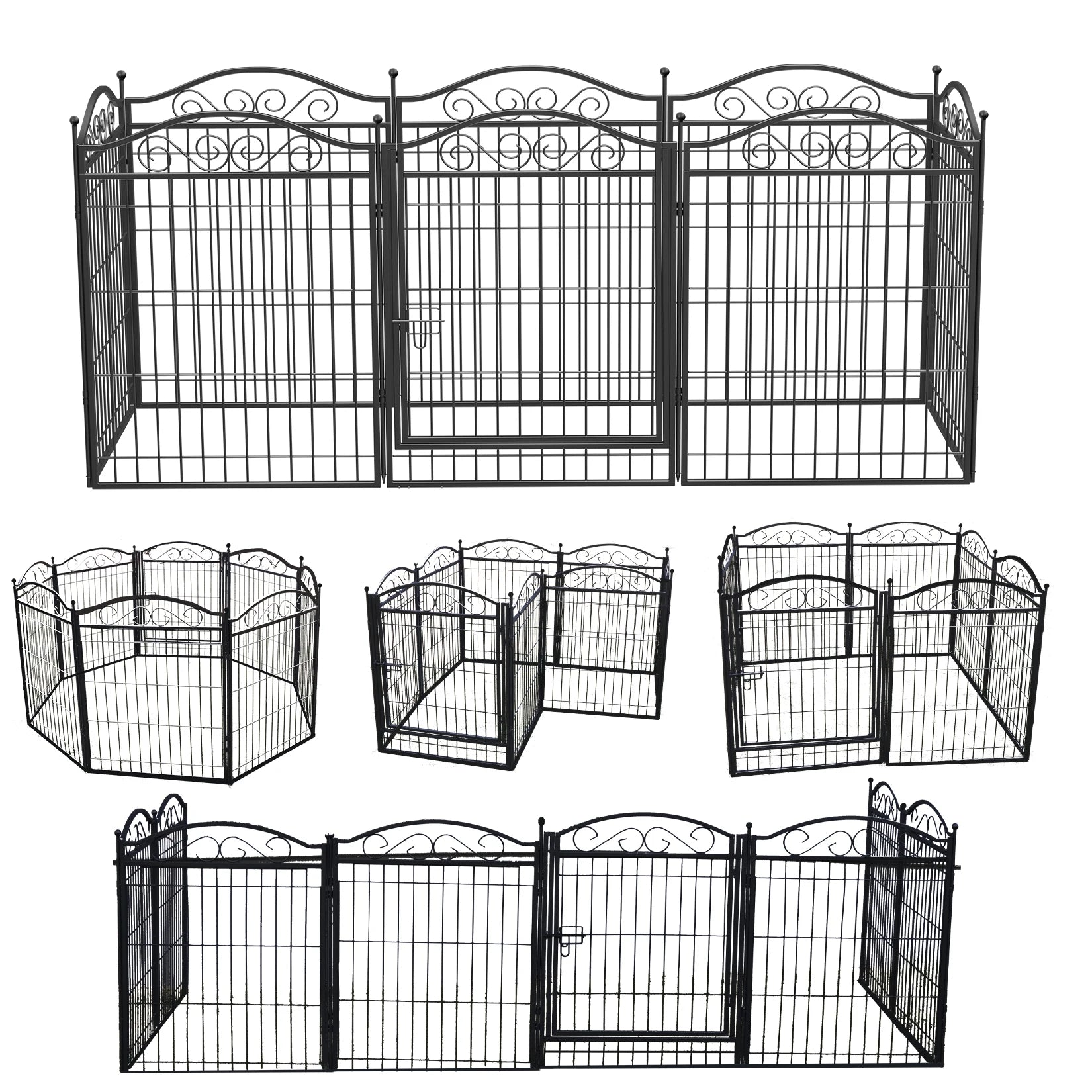 Parque infantil para perros, parque infantil de 8 paneles de 32 pulgadas de altura, valla de ejercicio para perros antioxidante plegable para interiores y exteriores, portátil
