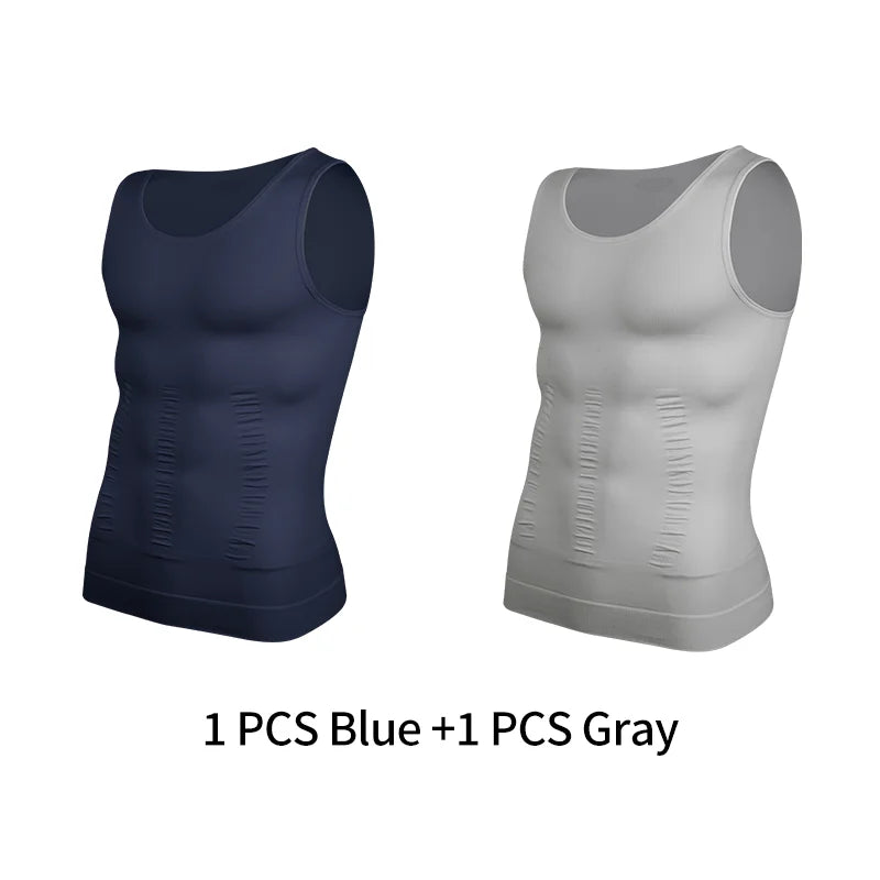 Chaleco moldeador de cuerpo adelgazante para hombre, camisa Abs para Abdomen, entrenamiento de gimnasio delgado, Control de barriga, camiseta sin mangas de compresión, ropa moldeadora sin mangas