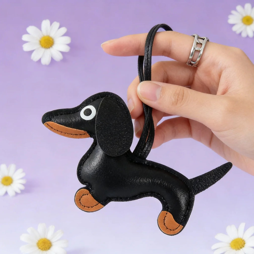 Llavero de Dachshund Adorable, Diseño de Cuero, Amuleto de Perro para Bolso o Coche, Regalo Perfecto para Mujeres, Parejas y Amigos, Inspirado en Lucy