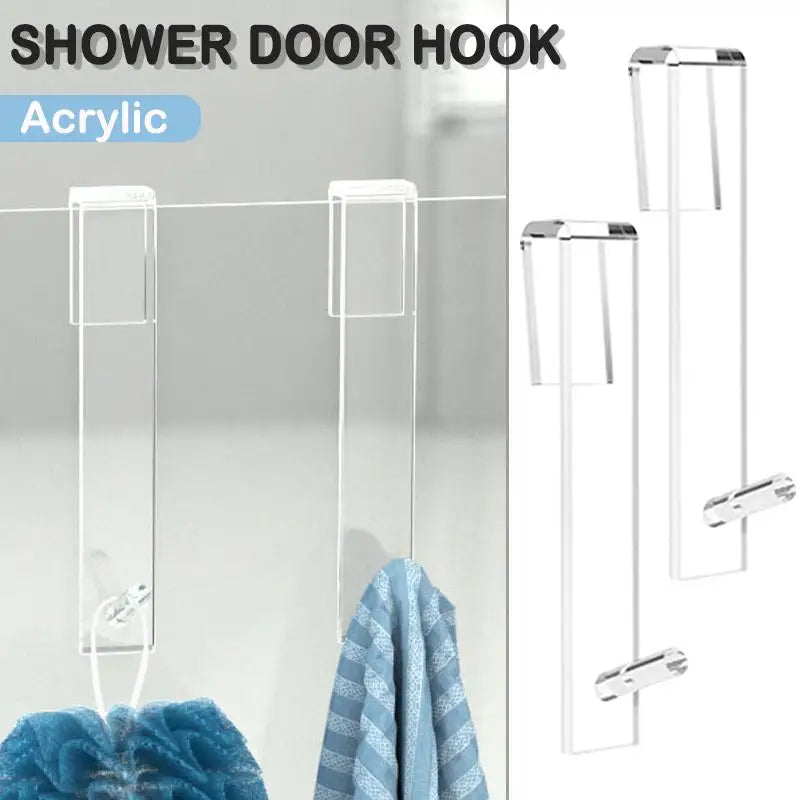 Gancho de acrílico para puerta de ducha, perchero transparente sin perforaciones, COLGADOR PARA Albornoz de baño, sobre puerta de vidrio