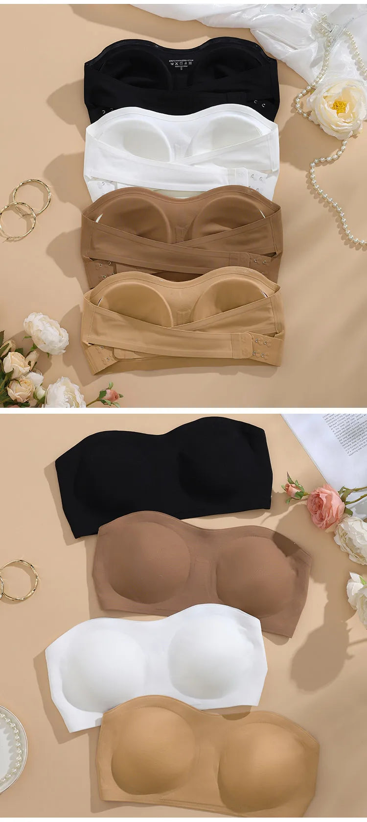 1 unds/3 unids/pack YMQJ sujetador sin costuras acolchado extraíble de seda de hielo suave sin rastro para mujer sujetador sin costuras para mujer sujetador sin tirantes