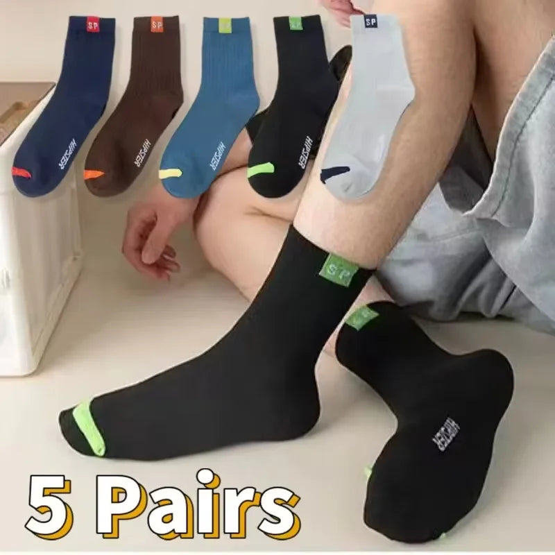 10 pares de medias deportivas de algodón transpirables para hombre, calcetines de fibra de bambú para otoño e invierno, desodorante con absorción de sudor, calcetines de negocios