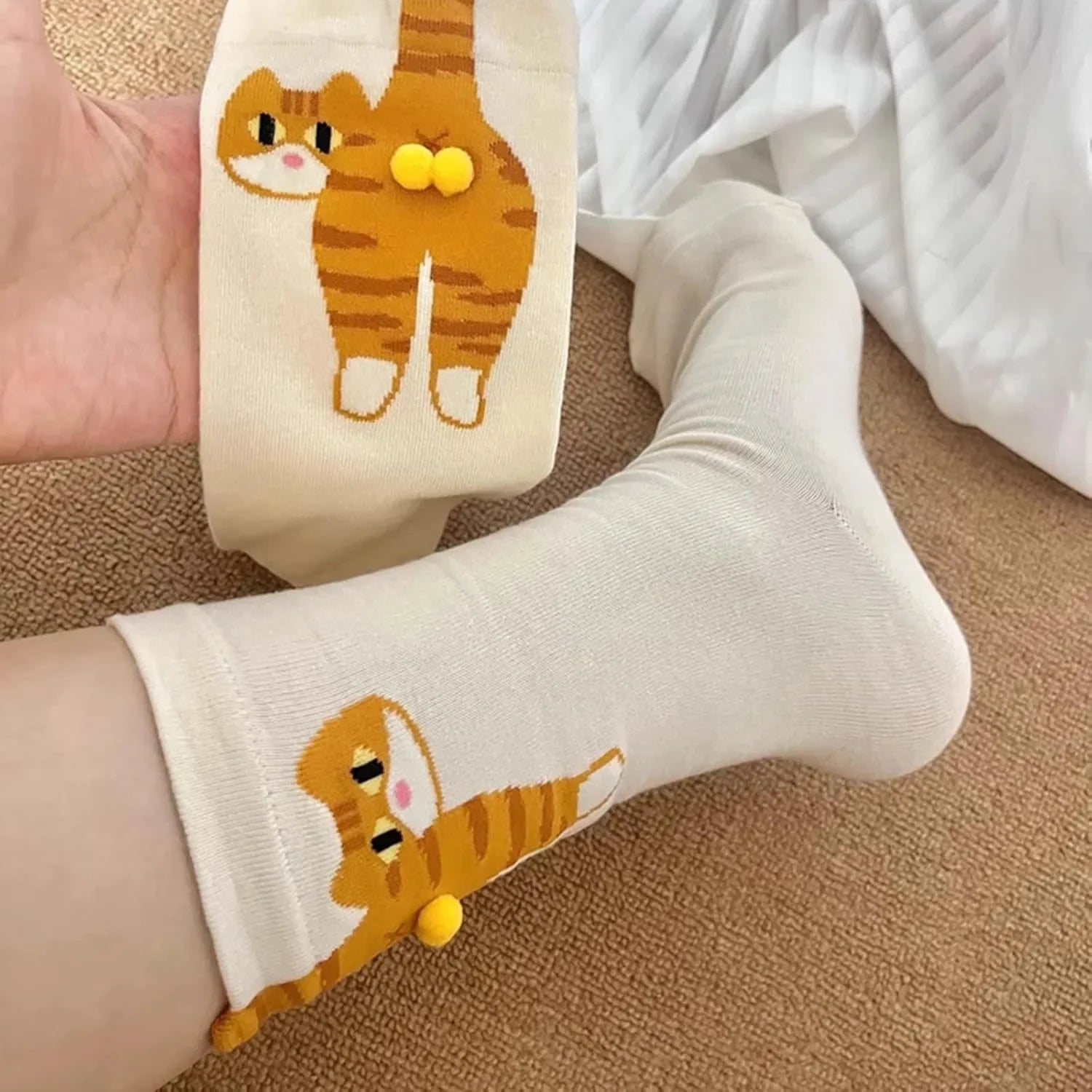 Calcetines Divertidos con Diseño de Gato, Negros/Blancos, Transpirables, Suaves, para Mujer, Novedad, Regalo Kawaii