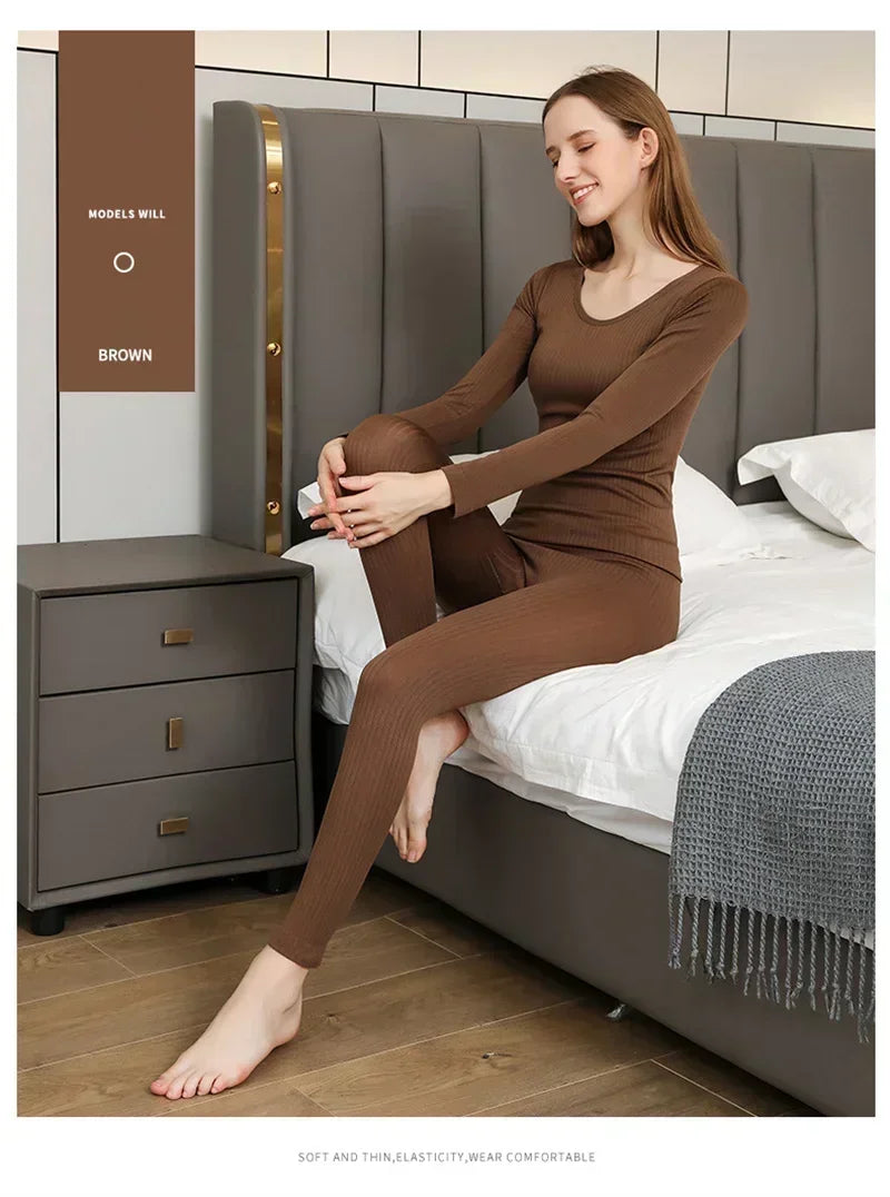 Ropa interior térmica cálida para mujer, ropa íntima Sexy para mujer, Calzoncillos largos con forma de mujer, ropa térmica moldeadora de cuello medio para mujer
