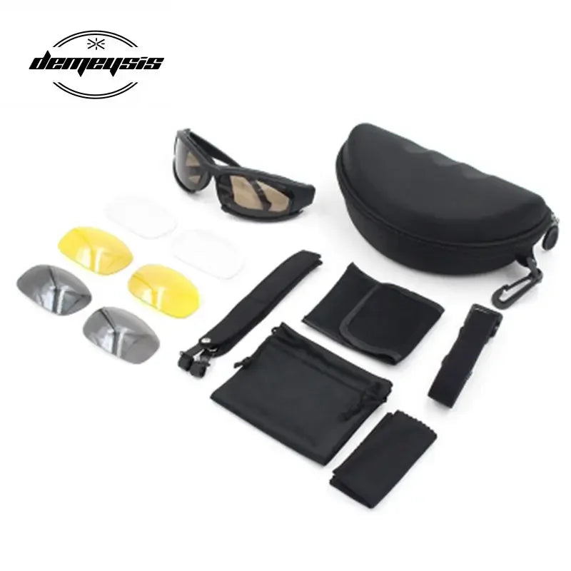Gafas de Sol Fotocromáticas, Gafas Tácticas Polarizadas con 4 Lentes, Gafas de Airsoft, Gafas de Tiro, Gafas de Motociclismo, Gafas de Senderismo al Aire Libre