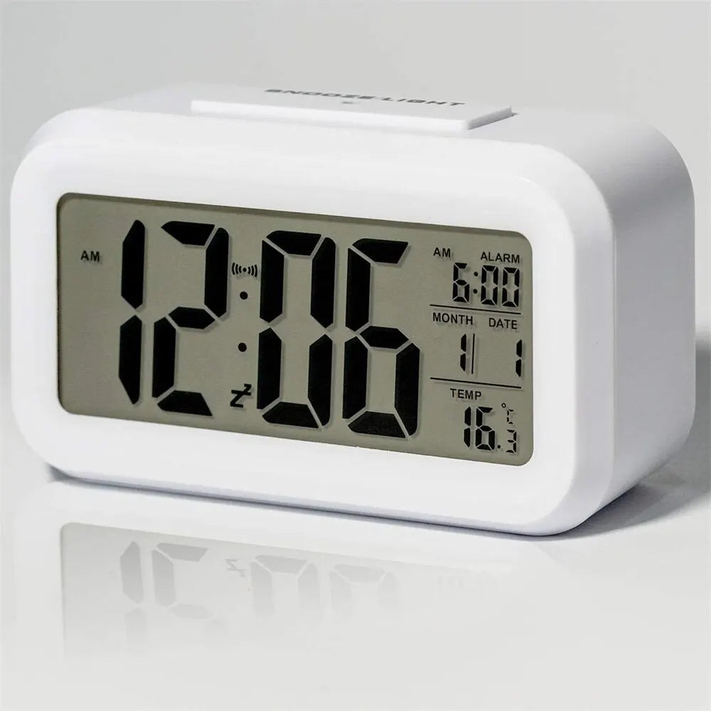 Reloj con alarma digital LED, retroiluminación, calendario de datos, reloj electrónico multifunción, reloj de mesa