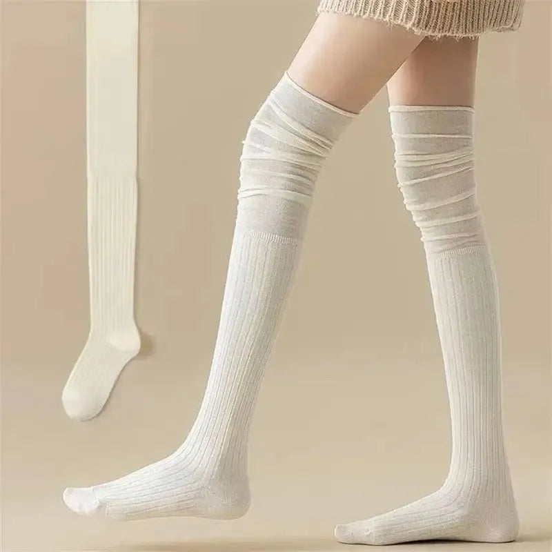 1/4 pares de calcetines hasta la rodilla de Color sólido para mujer, calcetines de Botas Largas informales de alta elasticidad, transpirables, cómodos, adecuados para todas las estaciones