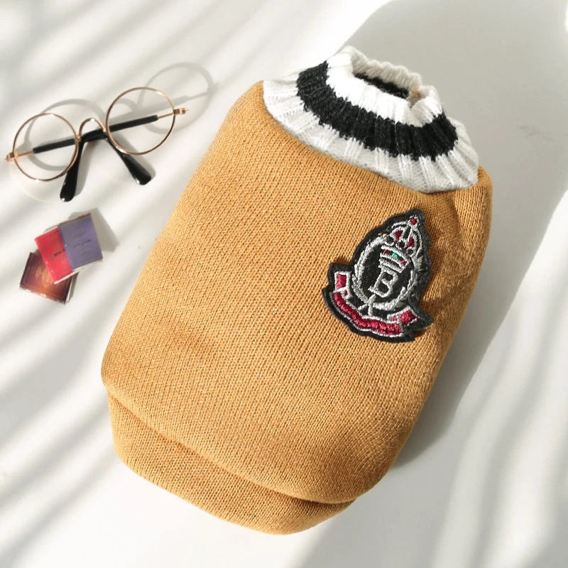 Suéter de moda para perros, ropa cálida de invierno para perros pequeños y medianos, suéter para gatos de estilo universitario, jersey para cachorros, ropa para perros Chihuahua