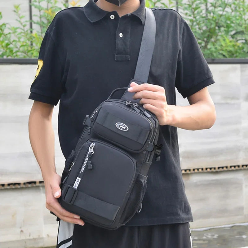 Mochila de montar para hombre, bolso de pecho para hombre, bolso de hombro informal para hombre, bolso cruzado ligero y de gran capacidad