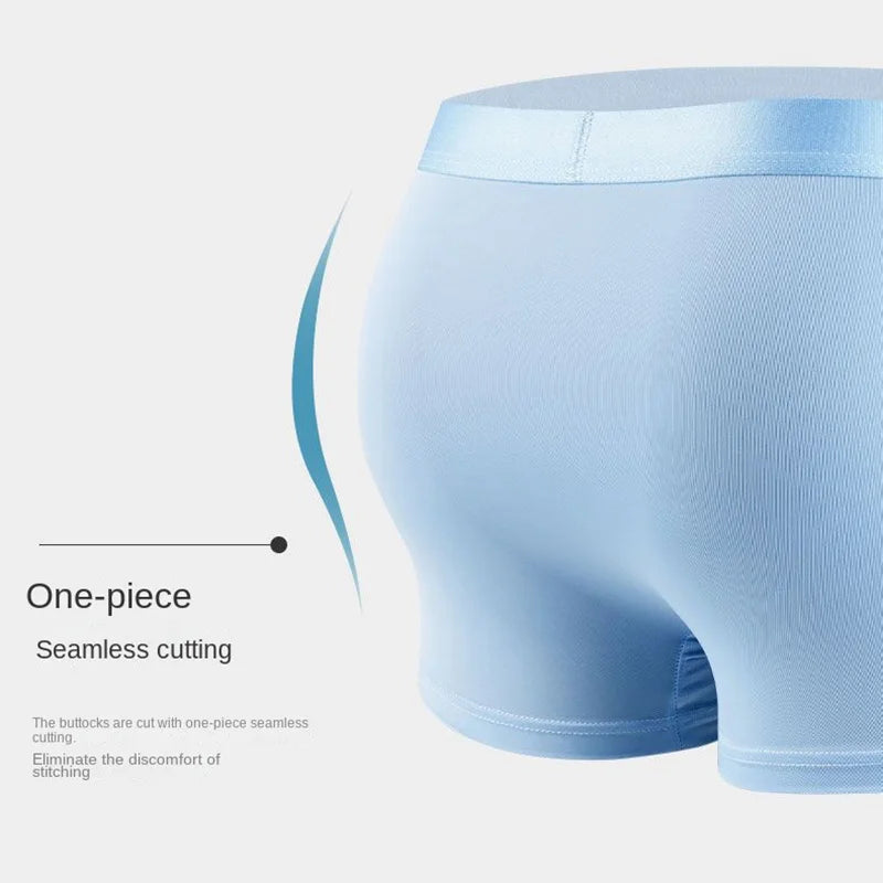 4 Uds Boxer Shorts ropa interior de seda de hielo para hombre calzoncillos masculinos transpirables bragas finas sexis lencería convexa en U lotes al por mayor L-6XL