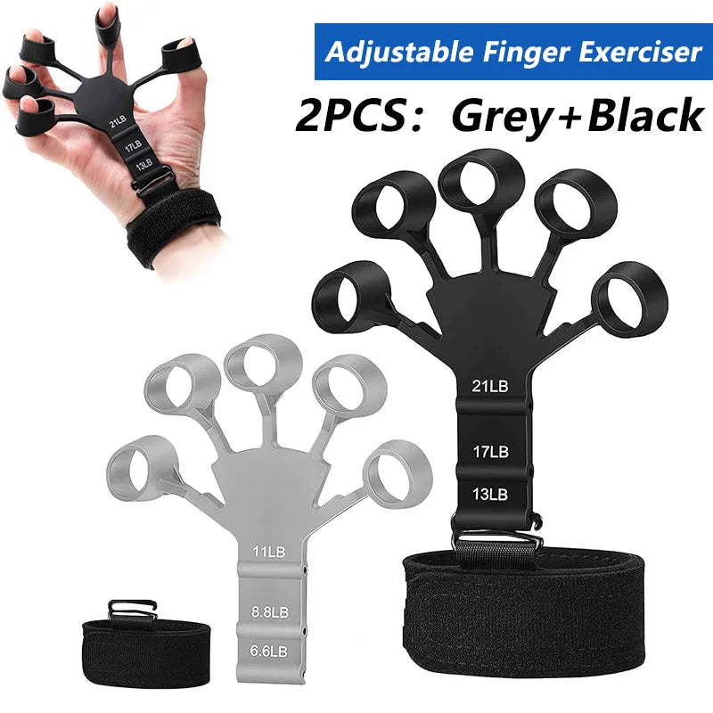 iLMH Entrenador de fuerza de agarre ajustable de 5-60 kg con ejercitador de dedos, fortalecedor de agarre de mano para desarrollo muscular y recuperación de lesiones