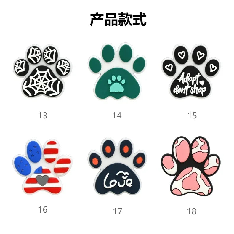 Bonita huella de pata de perro de dibujos animados, 2 uds., hebillas de PVC para zapatos, dijes, accesorios, decoraciones para zuecos, pulseras de zapatillas, regalo de fiesta DIY para niños