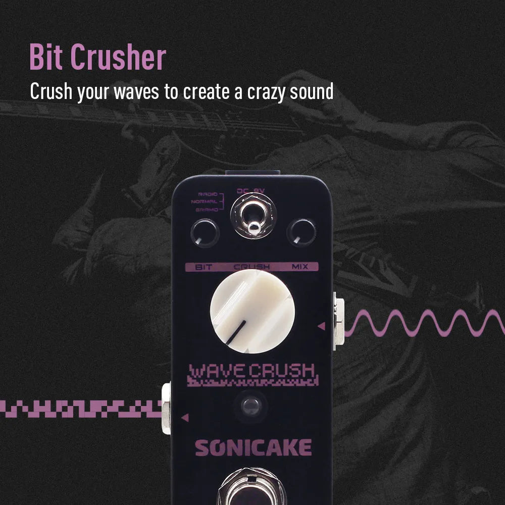 Pedal de Efectos para Guitarra y Bajo SONICAKE Wave Crush Bitcrush, Reductor de Frecuencia Digital, Sintetizador, Efectos Lo-Fi, QSS-20