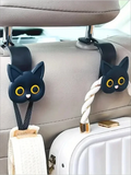 Lindo gancho para reposacabezas de asiento de coche con diseño de gato de dibujos animados en 3D, organizador Universal de almacenamiento de vehículos para bolsos, carteras y chaquetas, lindo Ca