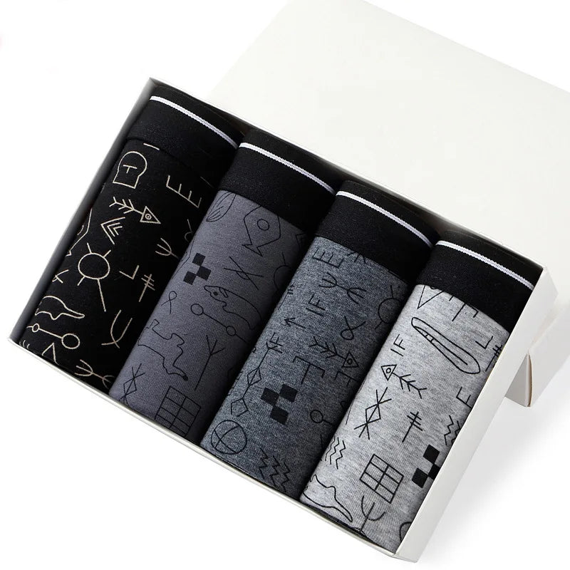 Calzoncillos de algodón para hombre, ropa interior Sexy, transpirable, de marca, 4 piezas
