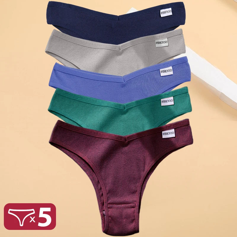 5 unids/set de bragas de lencería de algodón, ropa interior Sexy para mujer, Tangas, calzoncillos femeninos, bragas tipo Tanga, Bikini sólido de 13 colores
