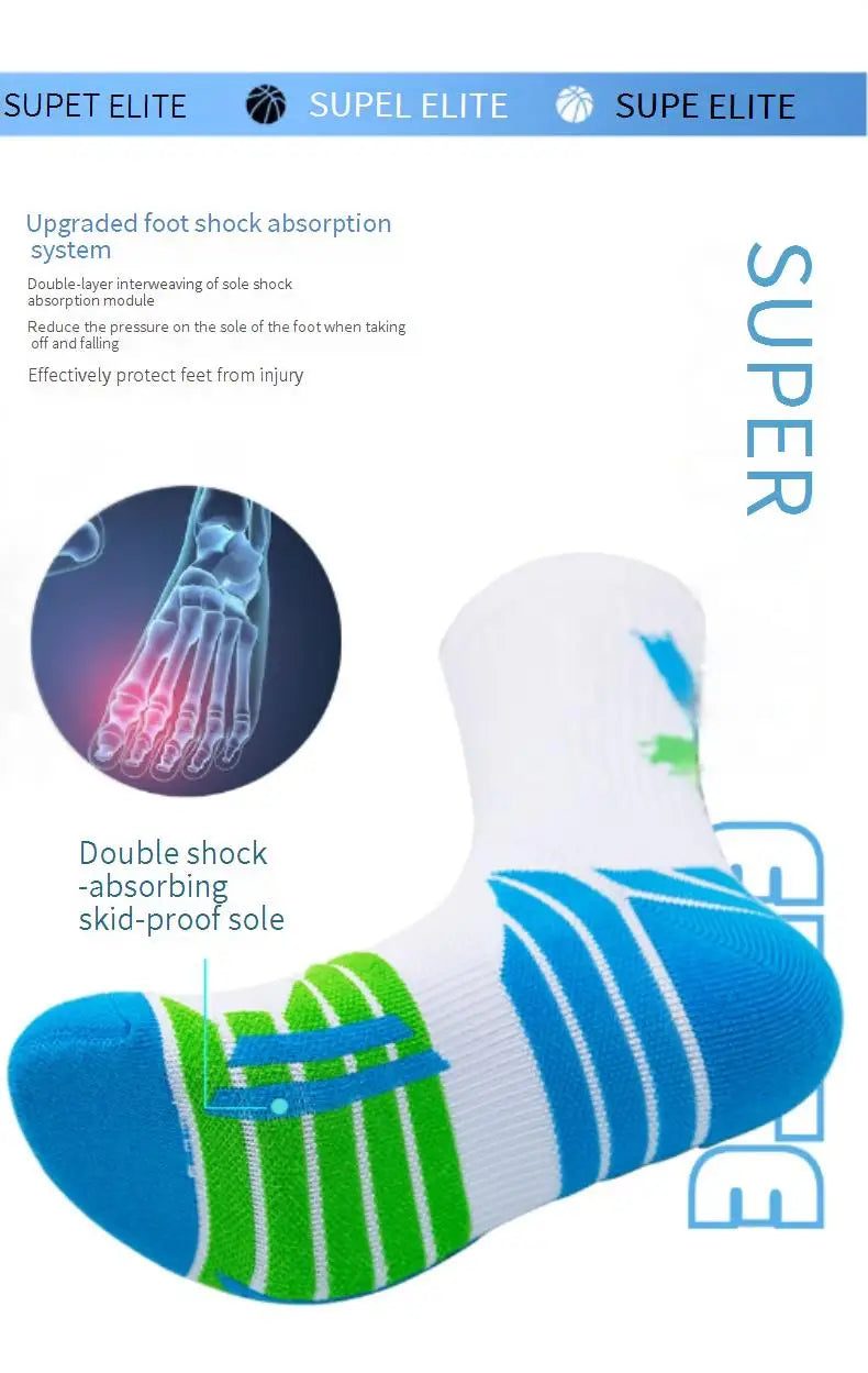 Calcetines deportivos profesionales para hombre, medias de tubo alto, con fondo grueso, absorbente de golpes, contraste de Color, Elite, 1 par
