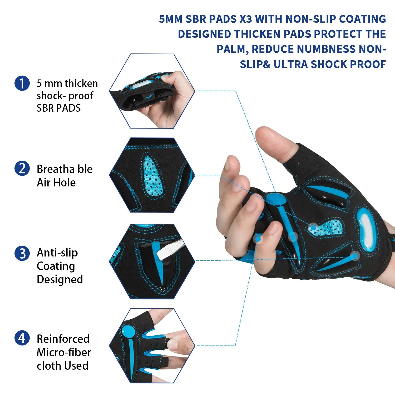 MOREOK Guantes de ciclismo, guantes de bicicleta transpirables, almohadillas de gel de 5 mm, guantes antideslizantes para bicicleta de montaña, guantes de ciclismo de carretera MTB para hombres y mujeres