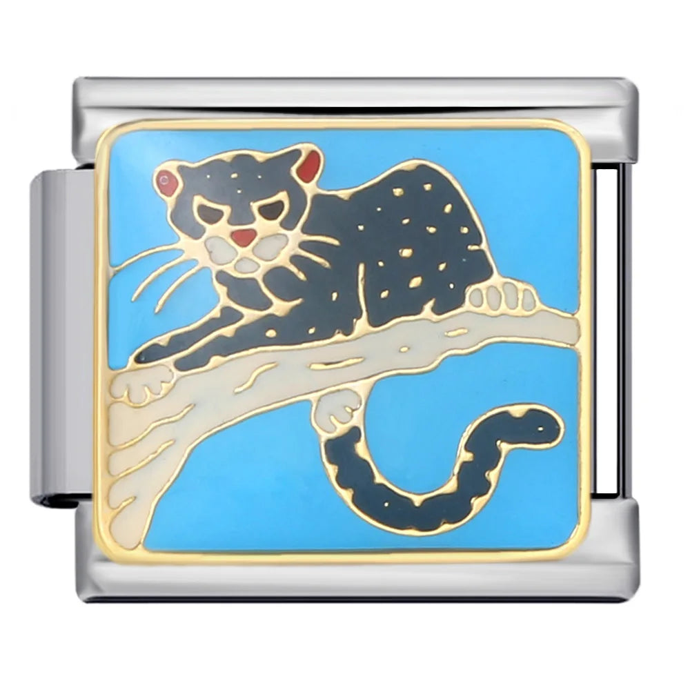 Moda Y2k lindo Kawaii Animal gato perro ballena Panda italiano encanto enlace ajuste 9mm pulsera de acero inoxidable DIY hacer cuentas de joyería
