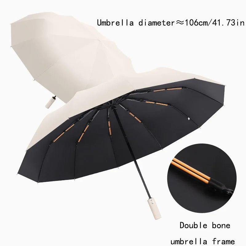 Paraguas reforzado de 24 huesos para hombre y mujer, sombrilla resistente al viento, resistente a los rayos UV, protección solar
