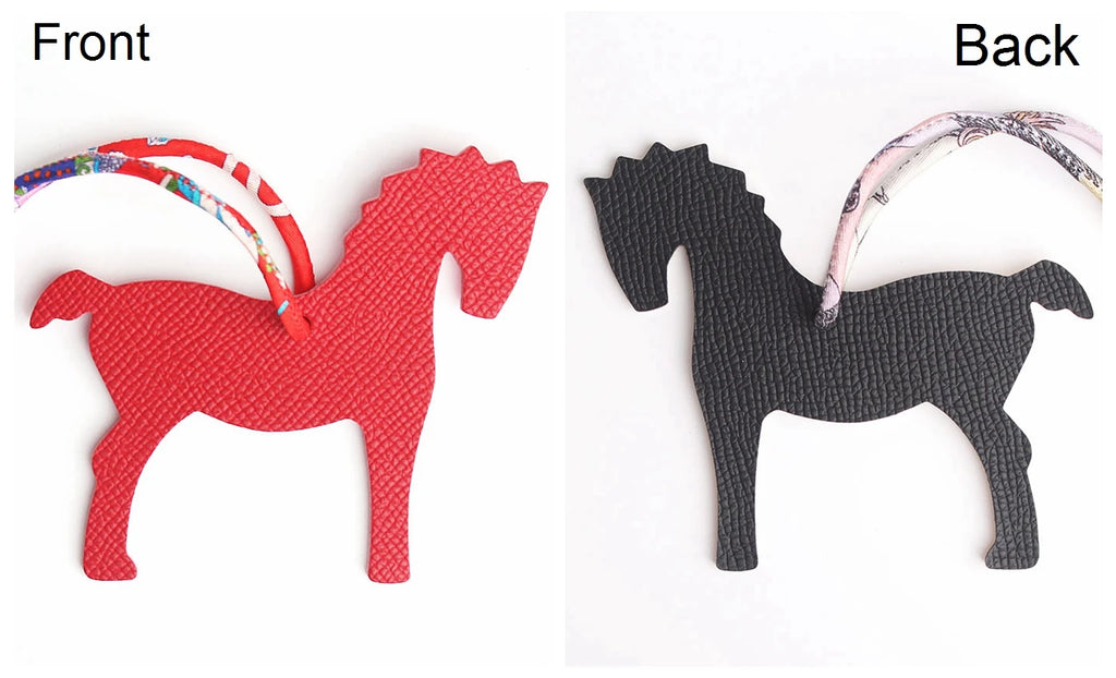 Llavero con doble cara de piel auténtica de grano completo de cocodrilo, gato de la suerte, cachorro, perro, caballo, mochila, colgante, Animal, bolso de mujer
