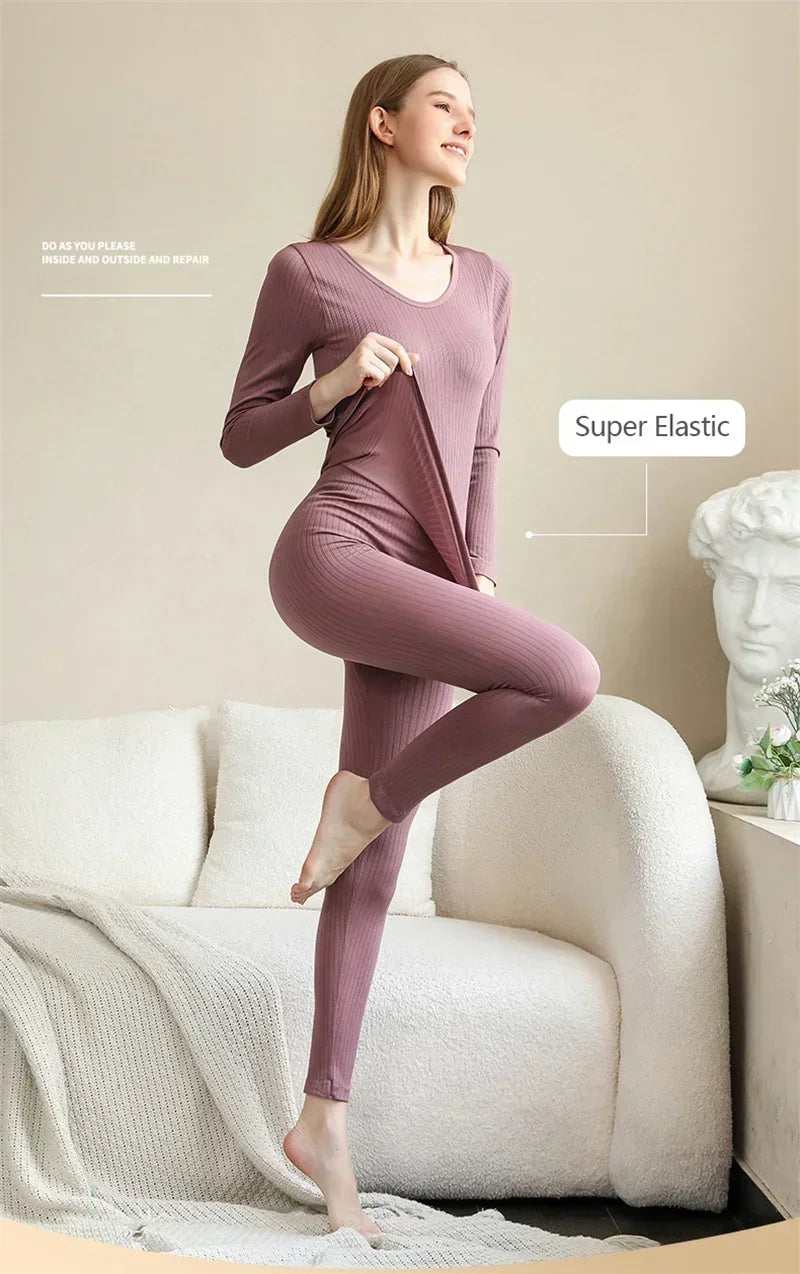Ropa interior térmica cálida para mujer, ropa íntima Sexy para mujer, Calzoncillos largos con forma de mujer, ropa térmica moldeadora de cuello medio para mujer
