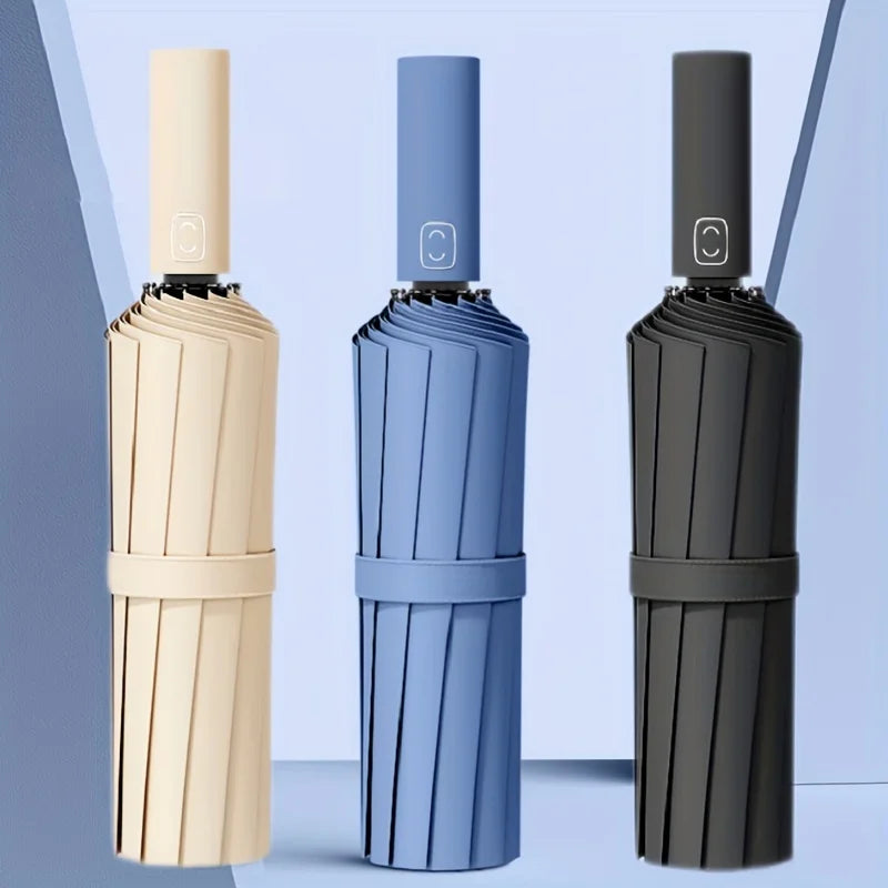 Paraguas reforzado de 24 huesos para hombre y mujer, sombrilla resistente al viento, resistente a los rayos UV, protección solar